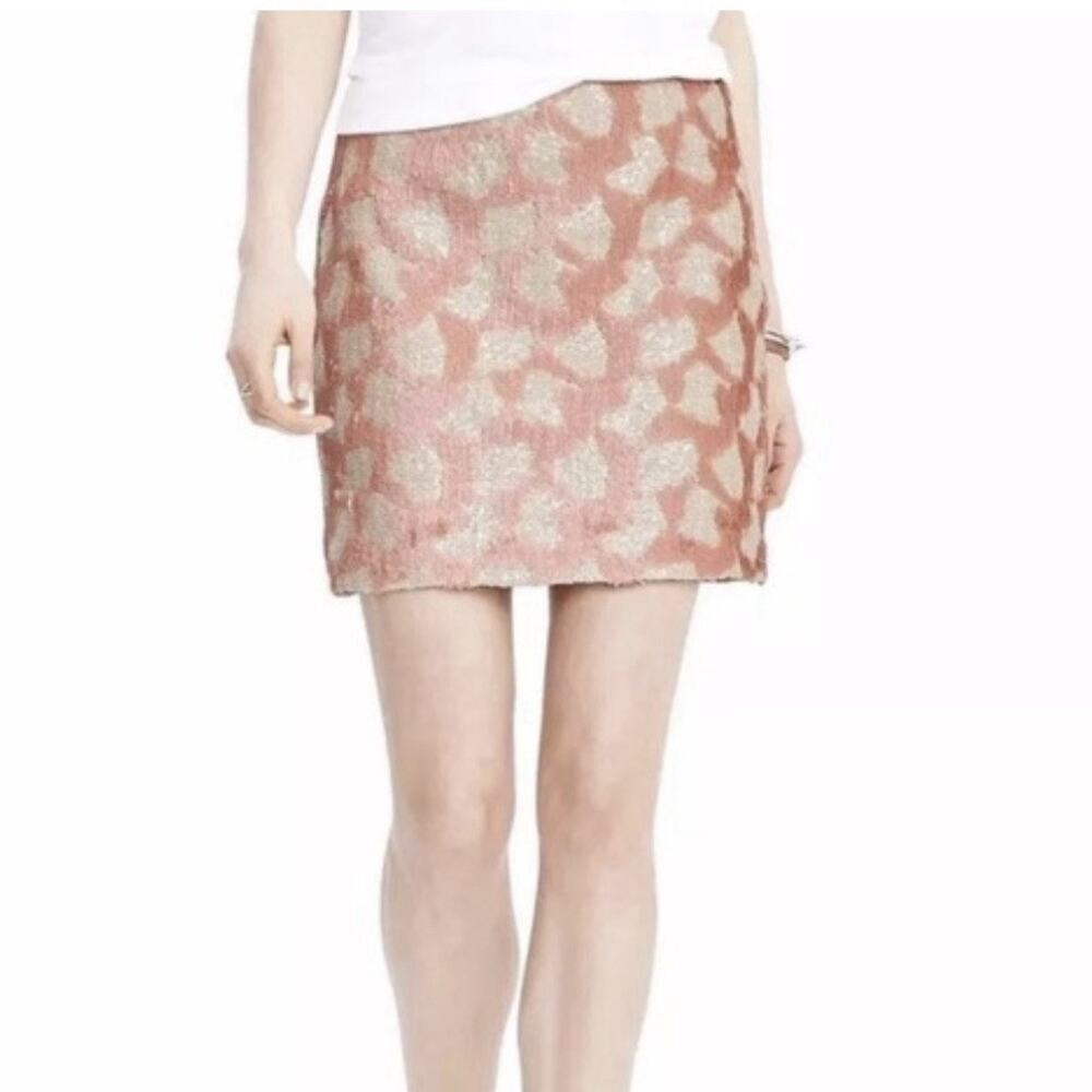 Banana Republic Womens Peach And White Abstract Sequin Mini Skirt Sz 8